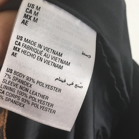 INC International Concepts Leopard Print Leather Sleeve Jacket in Brown/Black - Picture 10 of 12